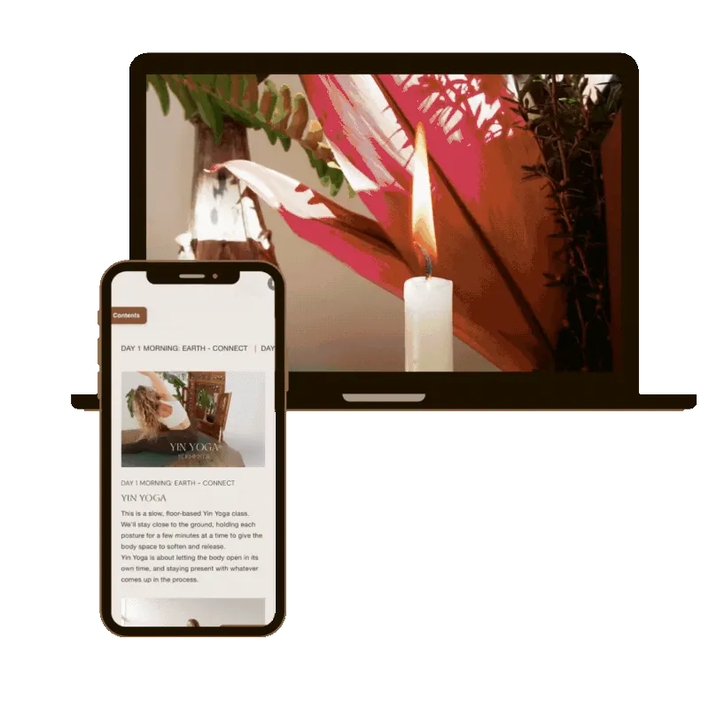 Homecoming online retreat displayed on laptop and phone